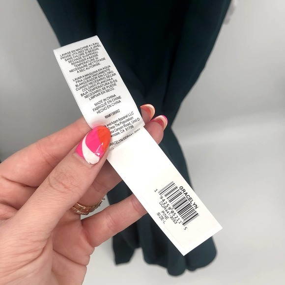 DRESS THE POPULATION Gracelyn Pine Blouson High Slit Maxi Dress Size Large NEW - Picture 8 of 14